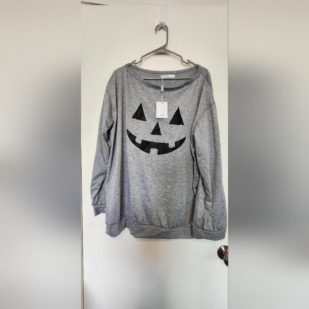 Gray Halloween Long Sleeve Top